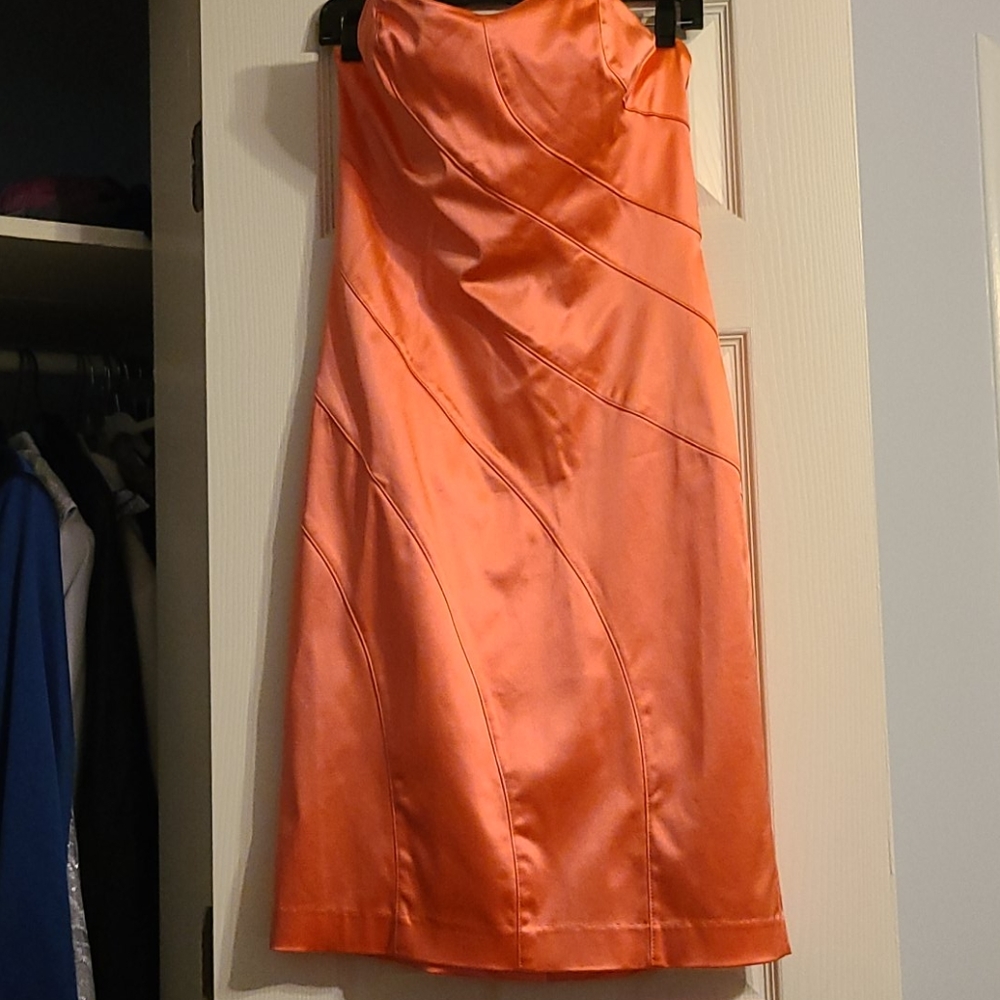 Tangerine Bebe satin dress